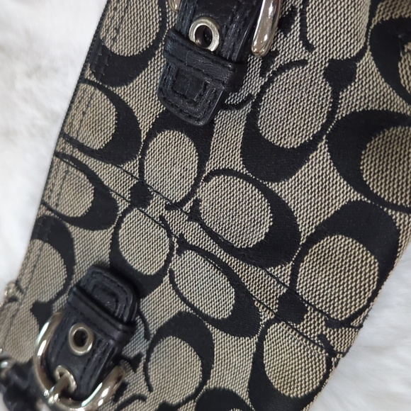 Coach Signature Black and Tan Clutch Wristlet - Picture 4 of 12